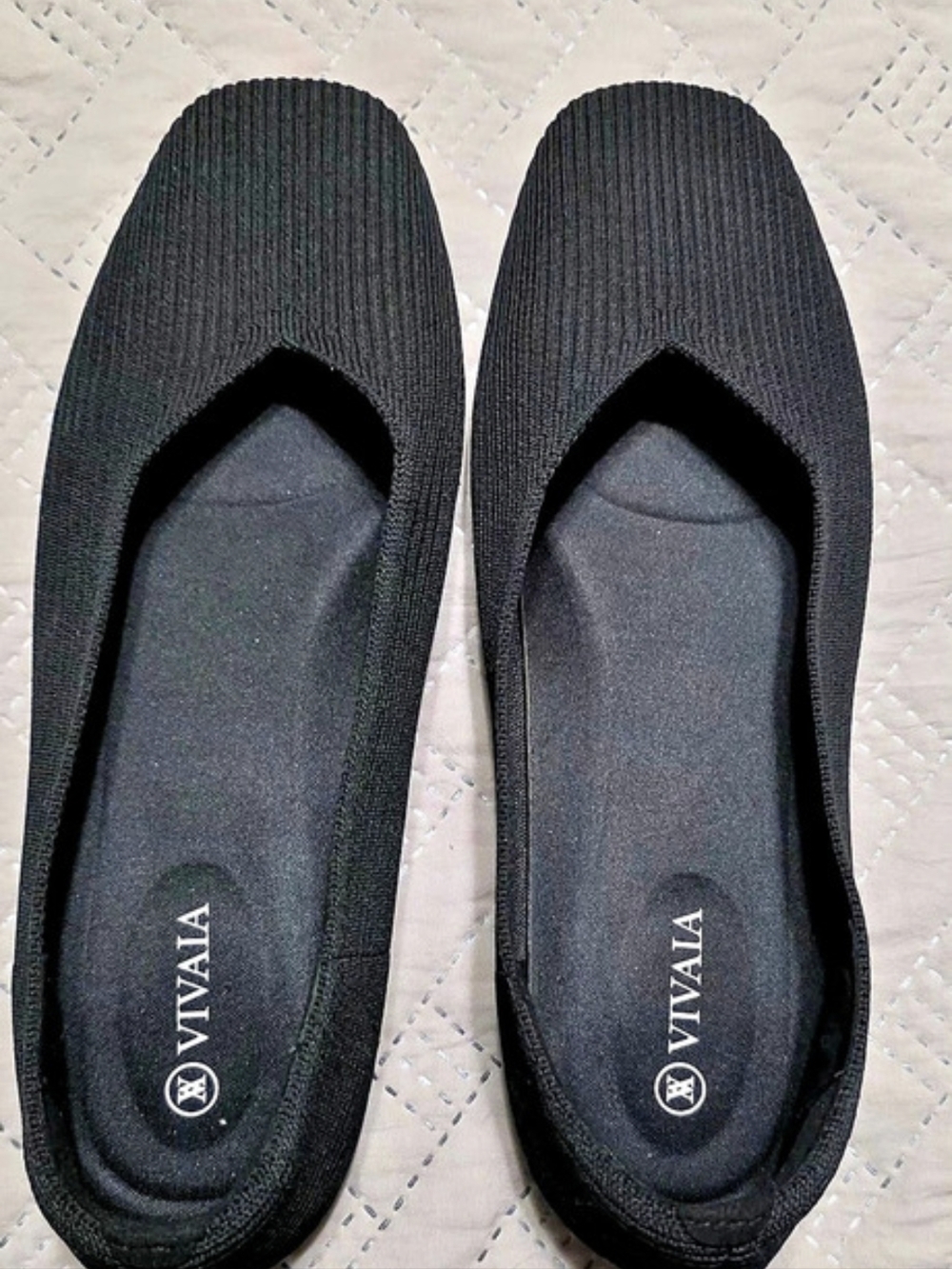 VIVAIA Margot Black Square Toe V-Cut Flats Womens Size 10 EU 41